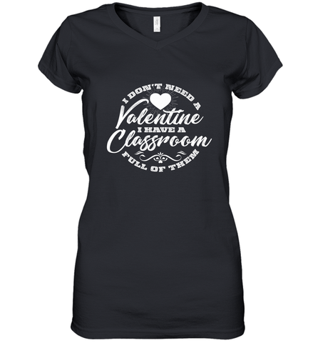 Valentine's Day Teacher School classroom Art Heart Lover Women's V-Neck T-Shirt Women's V-Neck T-Shirt / Black / S Women's V-Neck T-Shirt - trendytshirts1