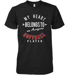 My Heart Belongs To An Awesome Softball Valentines Day Gift Men's Premium T-Shirt