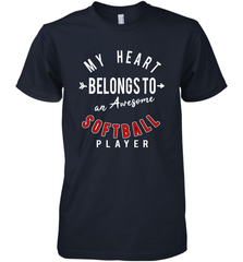 My Heart Belongs To An Awesome Softball Valentines Day Gift Men's Premium T-Shirt Men's Premium T-Shirt - trendytshirts1