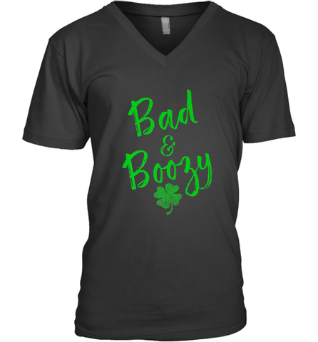 Bad and Boozy , St Patricks Day Beer Drinking Men's V-Neck Men's V-Neck / Black / S Men's V-Neck - trendytshirts1