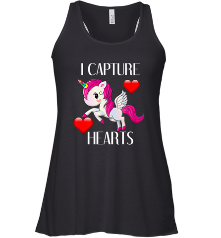 Girls Valentine's Day Unicorn I Capture Hearts Kids Gift Women's Racerback Tank