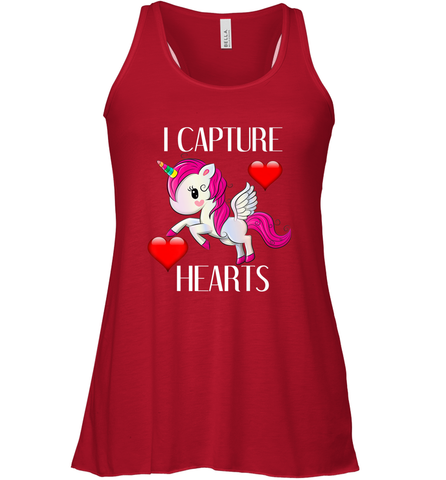 Girls Valentine's Day Unicorn I Capture Hearts Kids Gift Women's Racerback Tank