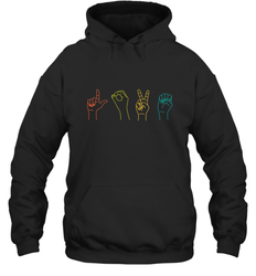 Love ASL Sign language Alphabet Valentines Day Gift idea Hooded Sweatshirt