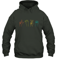 Love ASL Sign language Alphabet Valentines Day Gift idea Hooded Sweatshirt Hooded Sweatshirt - trendytshirts1