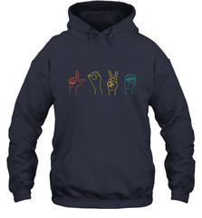 Love ASL Sign language Alphabet Valentines Day Gift idea Hooded Sweatshirt Hooded Sweatshirt - trendytshirts1