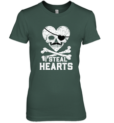 I Steal Hearts Valentine's Day Pirate Skull Art Graphics Women's Premium T-Shirt Women's Premium T-Shirt - trendytshirts1