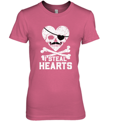I Steal Hearts Valentine's Day Pirate Skull Art Graphics Women's Premium T-Shirt Women's Premium T-Shirt - trendytshirts1