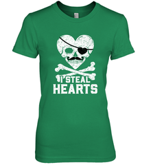 I Steal Hearts Valentine's Day Pirate Skull Art Graphics Women's Premium T-Shirt Women's Premium T-Shirt - trendytshirts1