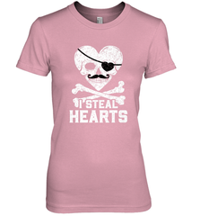 I Steal Hearts Valentine's Day Pirate Skull Art Graphics Women's Premium T-Shirt Women's Premium T-Shirt - trendytshirts1