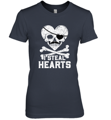 I Steal Hearts Valentine's Day Pirate Skull Art Graphics Women's Premium T-Shirt Women's Premium T-Shirt - trendytshirts1
