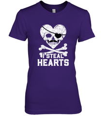 I Steal Hearts Valentine's Day Pirate Skull Art Graphics Women's Premium T-Shirt Women's Premium T-Shirt - trendytshirts1