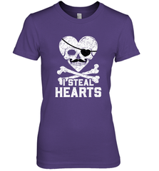I Steal Hearts Valentine's Day Pirate Skull Art Graphics Women's Premium T-Shirt Women's Premium T-Shirt - trendytshirts1