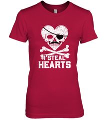 I Steal Hearts Valentine's Day Pirate Skull Art Graphics Women's Premium T-Shirt Women's Premium T-Shirt - trendytshirts1
