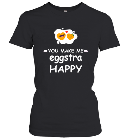 You Make Me Eggstra happy,Funny Valentine His and Her Couple Women's T-Shirt Women's T-Shirt / Black / S Women's T-Shirt - trendytshirts1