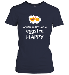 You Make Me Eggstra happy,Funny Valentine His and Her Couple Women's T-Shirt