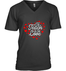 Teach Is To Love Valentine's Day School classroom Art Heart Men's V-Neck