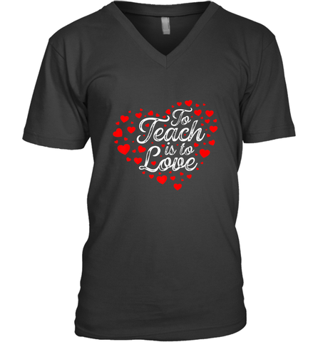 Teach Is To Love Valentine's Day School classroom Art Heart Men's V-Neck Men's V-Neck / Black / S Men's V-Neck - trendytshirts1
