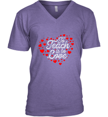 Teach Is To Love Valentine's Day School classroom Art Heart Men's V-Neck Men's V-Neck - trendytshirts1