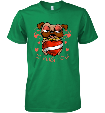 I Pug You Cute Valentines Day Love Heart Pug Dog Valentine Men's Premium T-Shirt