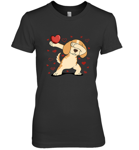 Dog Dabbing Heart For Valentine's Day Art Graphics Gift Women's Premium T-Shirt Women's Premium T-Shirt / Black / XS Women's Premium T-Shirt - trendytshirts1