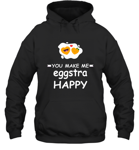 You Make Me Eggstra happy,Funny Valentine His and Her Couple Hooded Sweatshirt Hooded Sweatshirt / Black / S Hooded Sweatshirt - trendytshirts1
