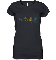 Love ASL Sign language Alphabet Valentines Day Gift idea Women's V-Neck T-Shirt