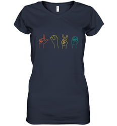 Love ASL Sign language Alphabet Valentines Day Gift idea Women's V-Neck T-Shirt