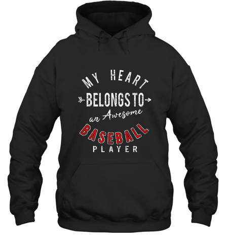 My Heart Belongs To A Baseball Player Valentines Day Hooded Sweatshirt Hooded Sweatshirt / Black / S Hooded Sweatshirt - trendytshirts1