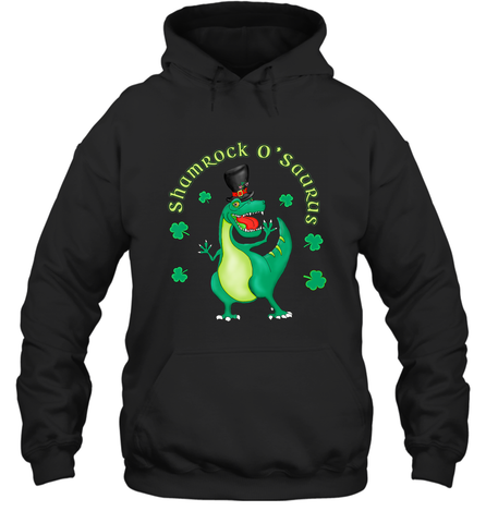 T Rex Dinosaur St. Patrick's Day Irish Funny Hooded Sweatshirt Hooded Sweatshirt / Black / S Hooded Sweatshirt - trendytshirts1