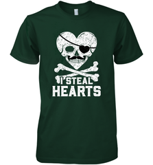 I Steal Hearts Valentine's Day Pirate Skull Art Graphics Men's Premium T-Shirt Men's Premium T-Shirt - trendytshirts1