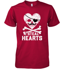 I Steal Hearts Valentine's Day Pirate Skull Art Graphics Men's Premium T-Shirt Men's Premium T-Shirt - trendytshirts1