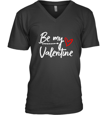 Be My Valentine Cute Love Heart Valentines Day Quote Gift Men's V-Neck Men's V-Neck / Black / S Men's V-Neck - trendytshirts1