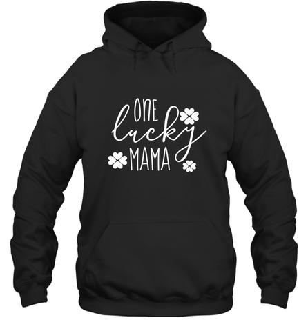 St Patricks Day Shirt One Lucky Mama Clover Shamrock Green Hooded Sweatshirt Hooded Sweatshirt / Black / S Hooded Sweatshirt - trendytshirts1