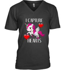 Girls Valentine's Day Unicorn I Capture Hearts Kids Gift Men's V-Neck Men's V-Neck - trendytshirts1