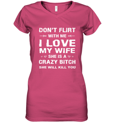 Don't Flirt With Me I Love Wife Valentine's Day Husband Gift Women's V-Neck T-Shirt Women's V-Neck T-Shirt - trendytshirts1