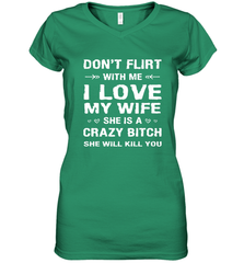 Don't Flirt With Me I Love Wife Valentine's Day Husband Gift Women's V-Neck T-Shirt Women's V-Neck T-Shirt - trendytshirts1