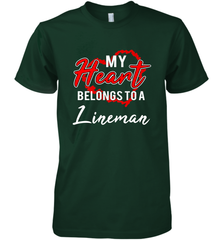 My Heart Belongs To A Lineman Valentines Day Lovely Gift Men's Premium T-Shirt Men's Premium T-Shirt - trendytshirts1