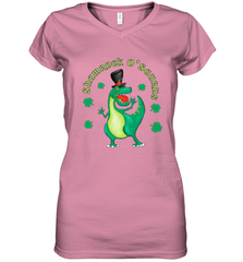 T Rex Dinosaur St. Patrick's Day Irish Funny Women's V-Neck T-Shirt Women's V-Neck T-Shirt - trendytshirts1