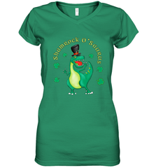 T Rex Dinosaur St. Patrick's Day Irish Funny Women's V-Neck T-Shirt Women's V-Neck T-Shirt - trendytshirts1