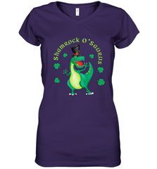 T Rex Dinosaur St. Patrick's Day Irish Funny Women's V-Neck T-Shirt Women's V-Neck T-Shirt - trendytshirts1